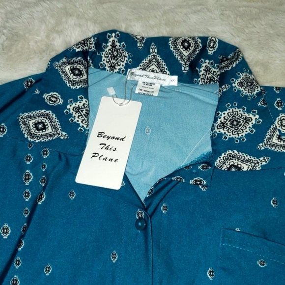 Beyond This Plane Teal Belted Romper One Piece S NWT - Picture 3 of 10